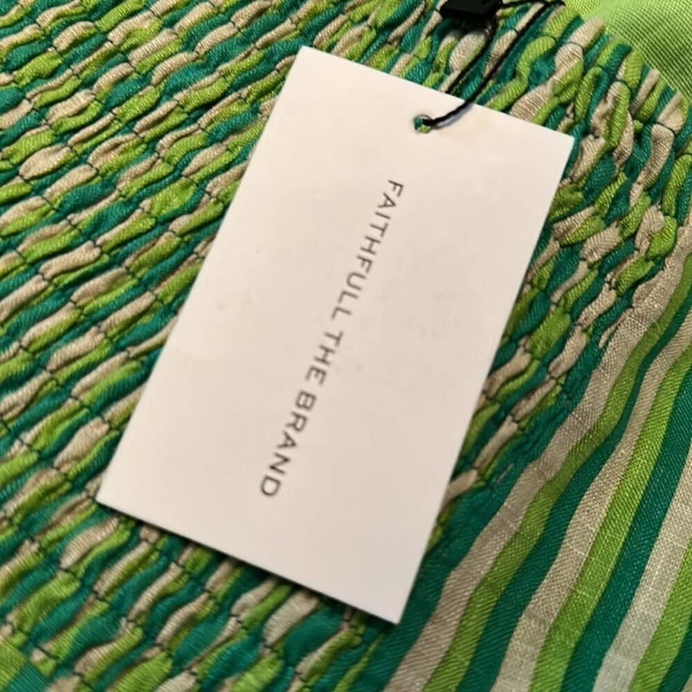 NWT Faithfulll the Brand Bau Bau stripe-print Mini Linen dress Size USA 8 - Picture 3 of 5